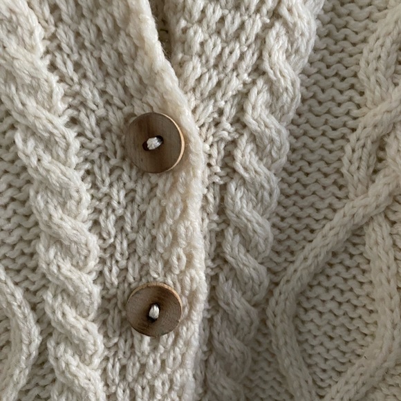 Merino Wool Cable Knit Cardigan Sweater - Picture 2 of 12